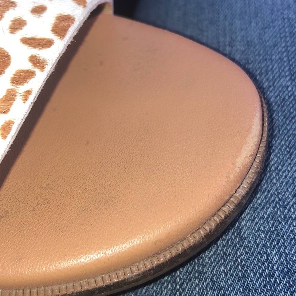 Madewell The Ilana Slide Sandal in Calf Hair size 6 seaside blue Wash leather - Picture 4 of 11